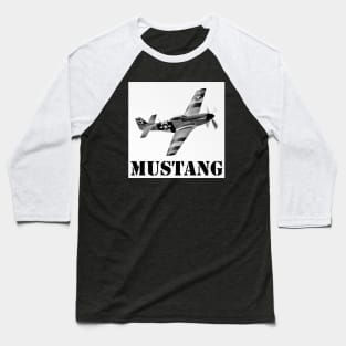 P51 Mustang - Black and White Baseball T-Shirt